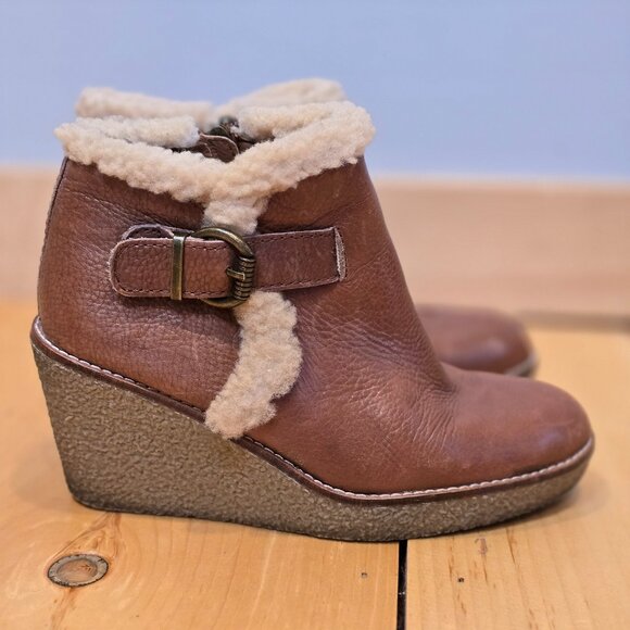 Sam Edelman Shoes - Sam Edelman Boots Womens 7 Brown Leather Ankle Bootie Wedge Heel